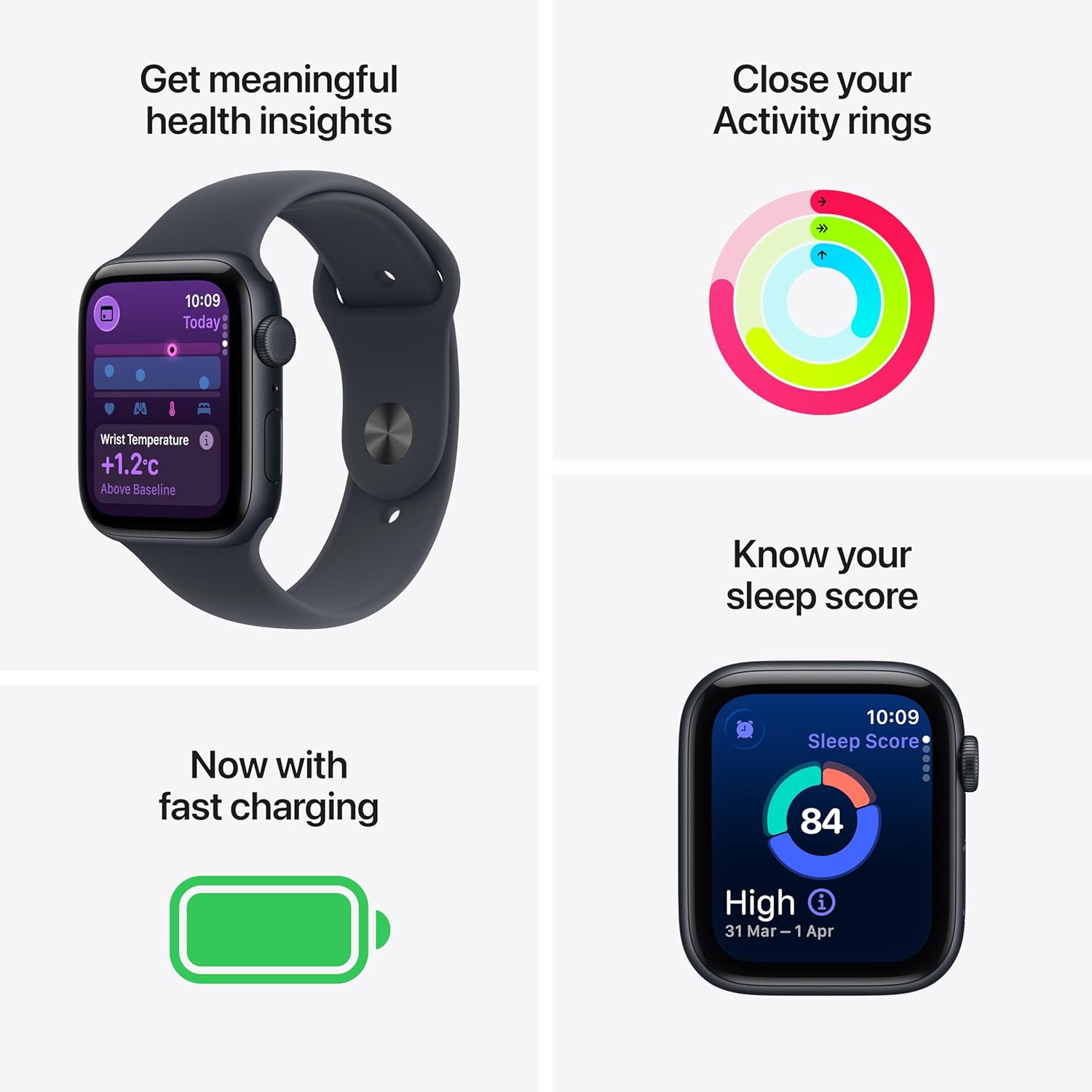 Apple Watch SE 3 GPS + Cellular 44mm Midnight Aluminium Case with Midnight Sport Band - M/L - Image 9