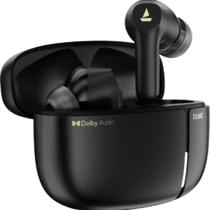 boAt Airdopes Alpha,35H Battery, 13mm Drivers,ENx, Stream Ad Free Music via App Bluetooth Headset (Jet Black, In the Ear)