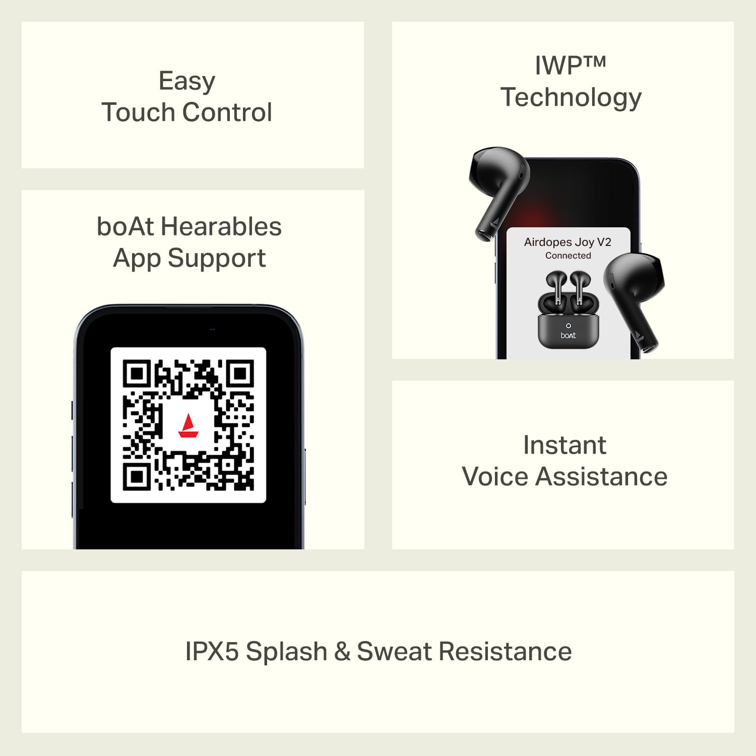 Boat Airdopes Joy v2 w/Up to 35H Battery, Pocketable Design, ASAP™ Charge, 13mm Drivers, Easy Touch Controls, ENx™ Tech, Beast™ Mode, IWP™ & App Support TWS Bluetooth Earbuds with mic (Eclipse Black) - Image 15