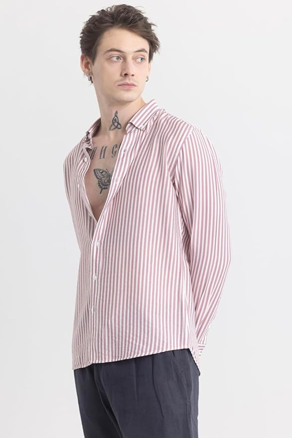 SNITCH Stripehaven Mauve Stripe Shirt - Image 7