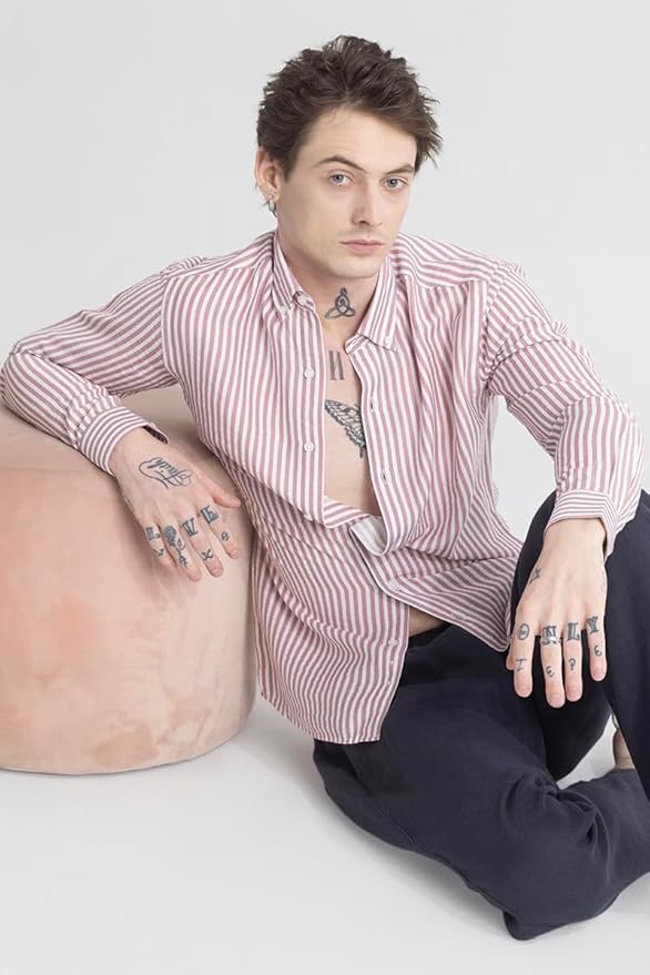 SNITCH Stripehaven Mauve Stripe Shirt - Image 4