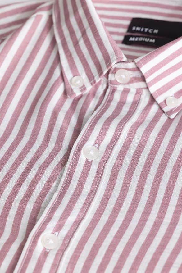SNITCH Stripehaven Mauve Stripe Shirt - Image 5